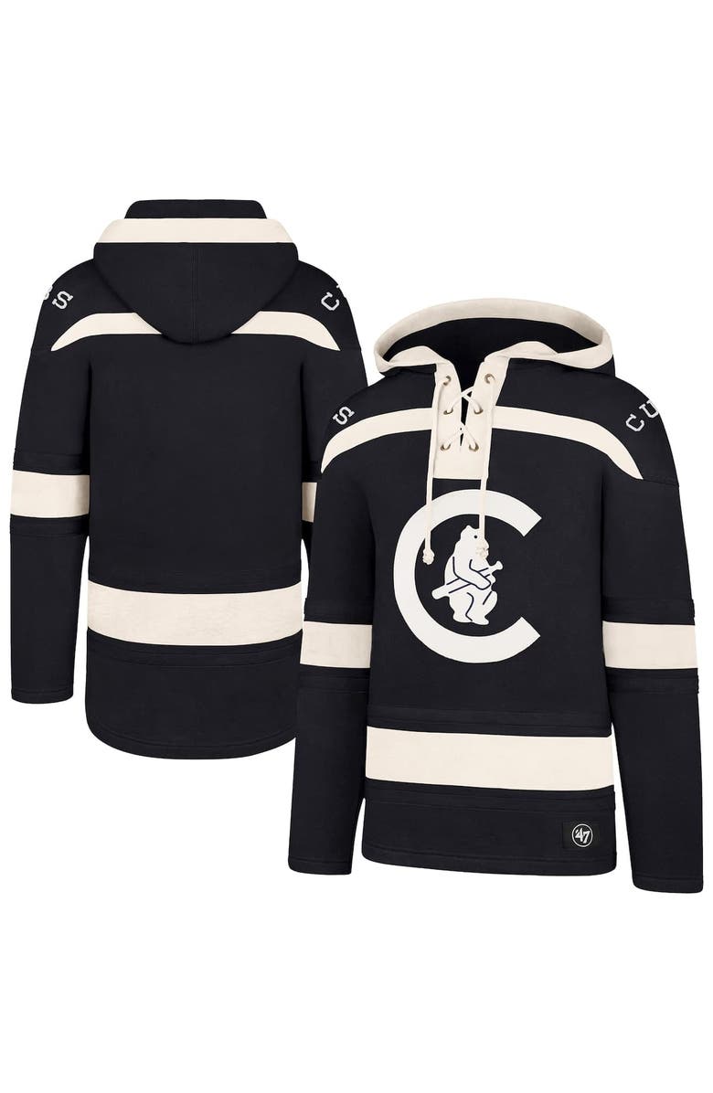 '47 Men's '47 Navy Chicago Cubs Superior Lacer Pullover Hoodie, Main, color, Navy