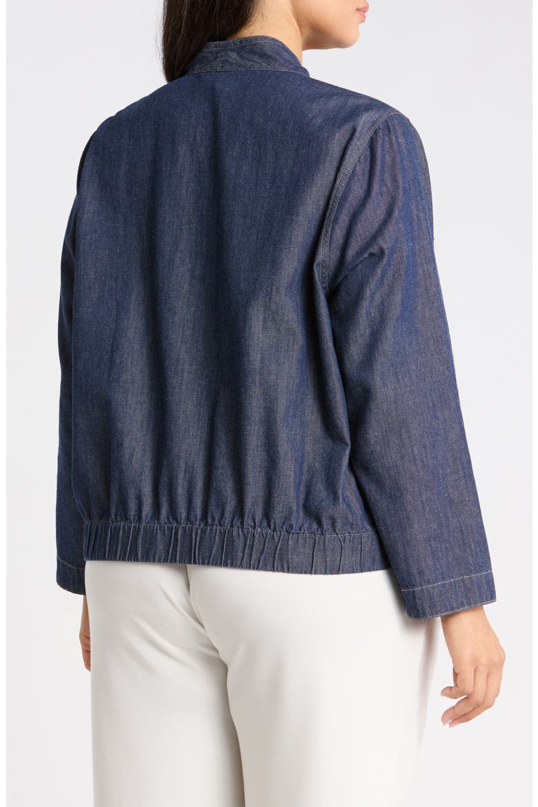 Curved Front Organic Cotton Denim Jacket, Alternate, color, DARK INDIGO