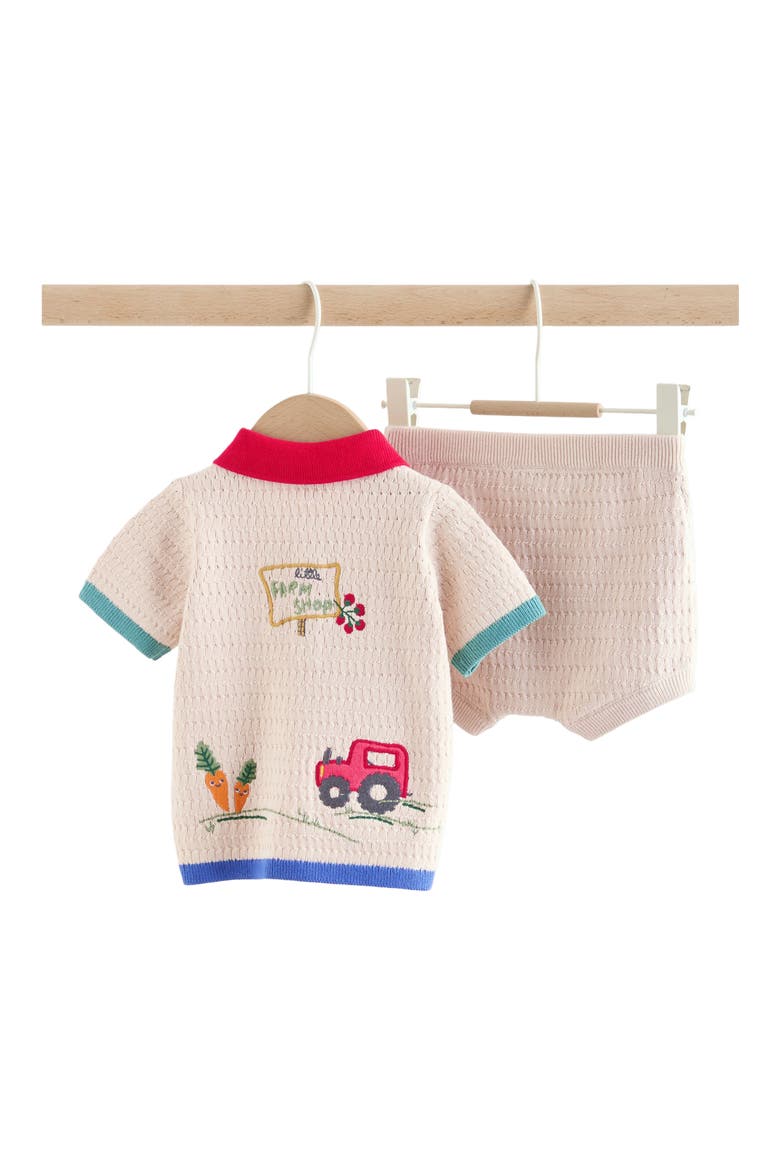 Bright Farm Knit Polo & Shorts Set, Alternate, color, NEUTRAL