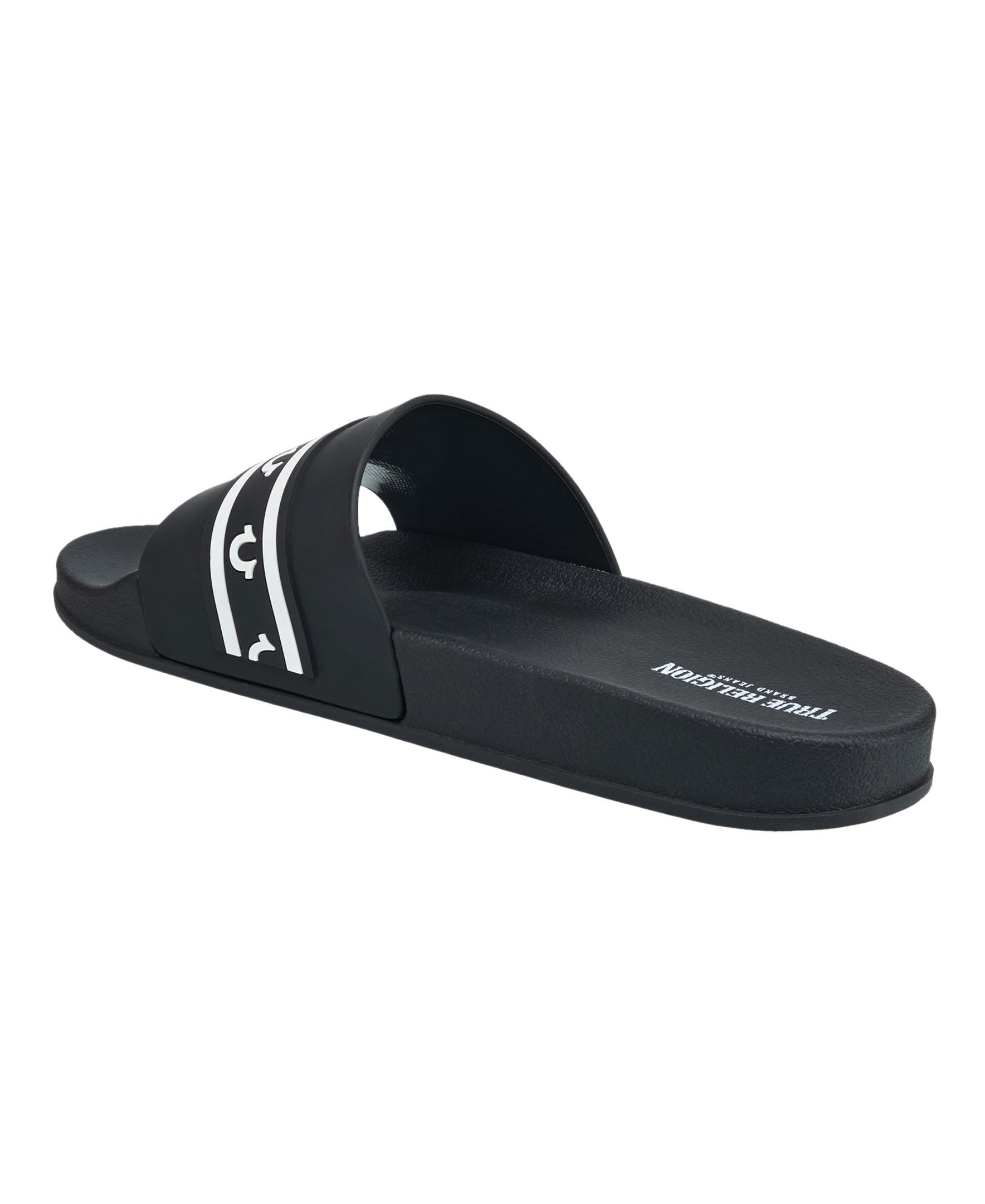 True Religion Snoop Colorblock Logo Pool Slide, Alternate, color, Black