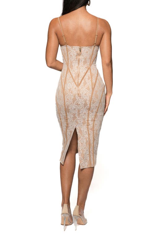 Jluxlabel Katerina Illusion Lace Sweetheart Neck Body-con Dress In White