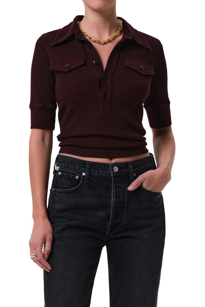 Amina Rib Polo, Main, color, MAHOGANY