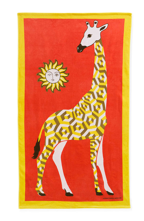 Jonathan Adler Giraffe Beach Towel In Red
