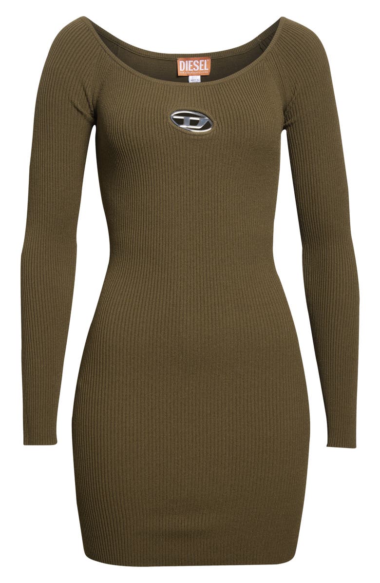 DIESEL<sup>®</sup> M-Vera Metallic Oval D Cutout Long Sleeve Rib Minidress, Alternate, color, Green/ Moss