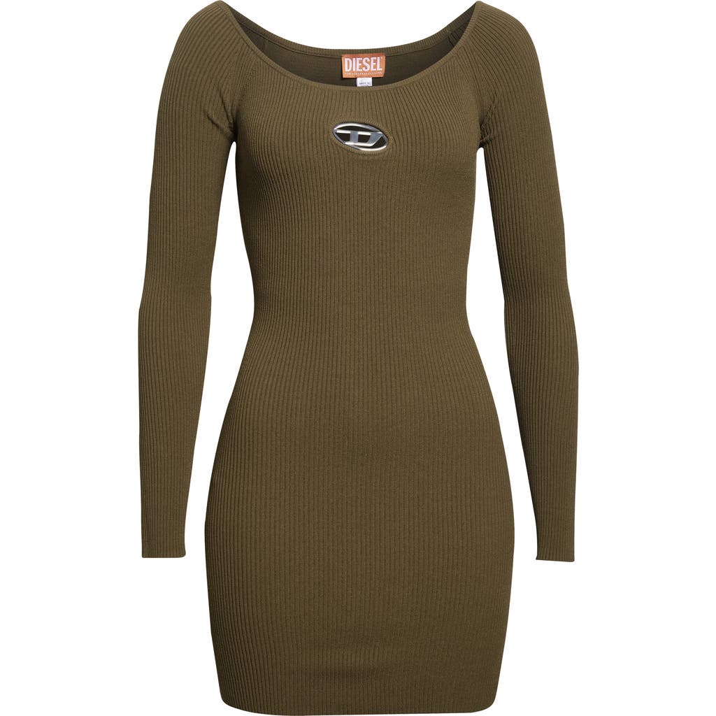Diesel Women Green Ribbed Viscose M-vera Minidress In Green