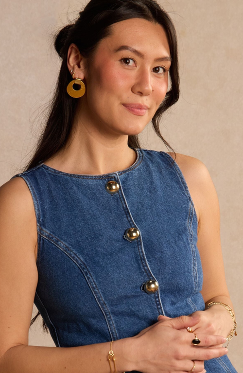 Nickel & Suede Vintage Evan Earrings