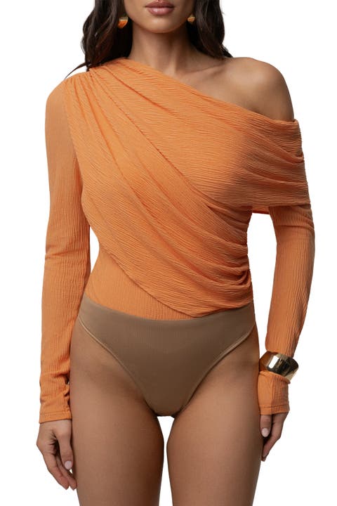 Textured One Shoulder Bodysuit
