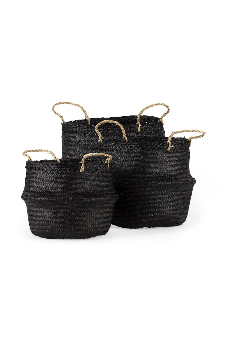 Ella Set of 3 Seagrass Baskets, Main, color, Black