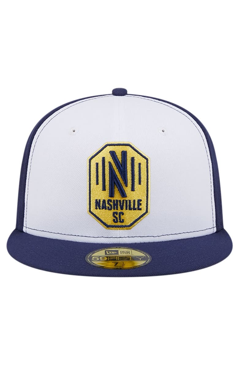 New Era Men's New Era White/Navy Nashville SC 2024 Kick Off Collection 59FIFTY Fitted Hat, Alternate, color, 