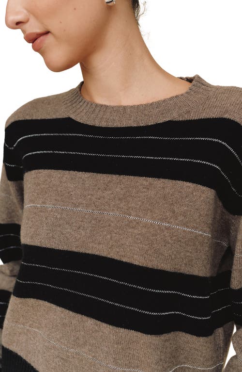 Bella Dahl Stripe Wool & Cashmere Sweater In Brown