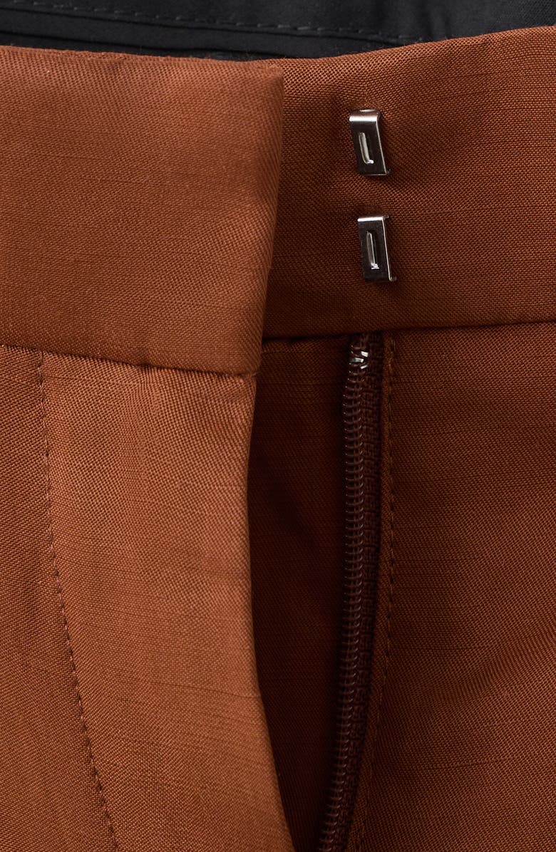 MANGO Pleated Straight Leg Pants, Alternate, color, Russet