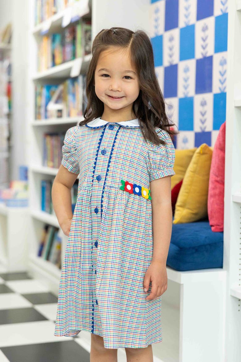 Plaid Dress with Flowers, Alternate, color, Wht/Multi
