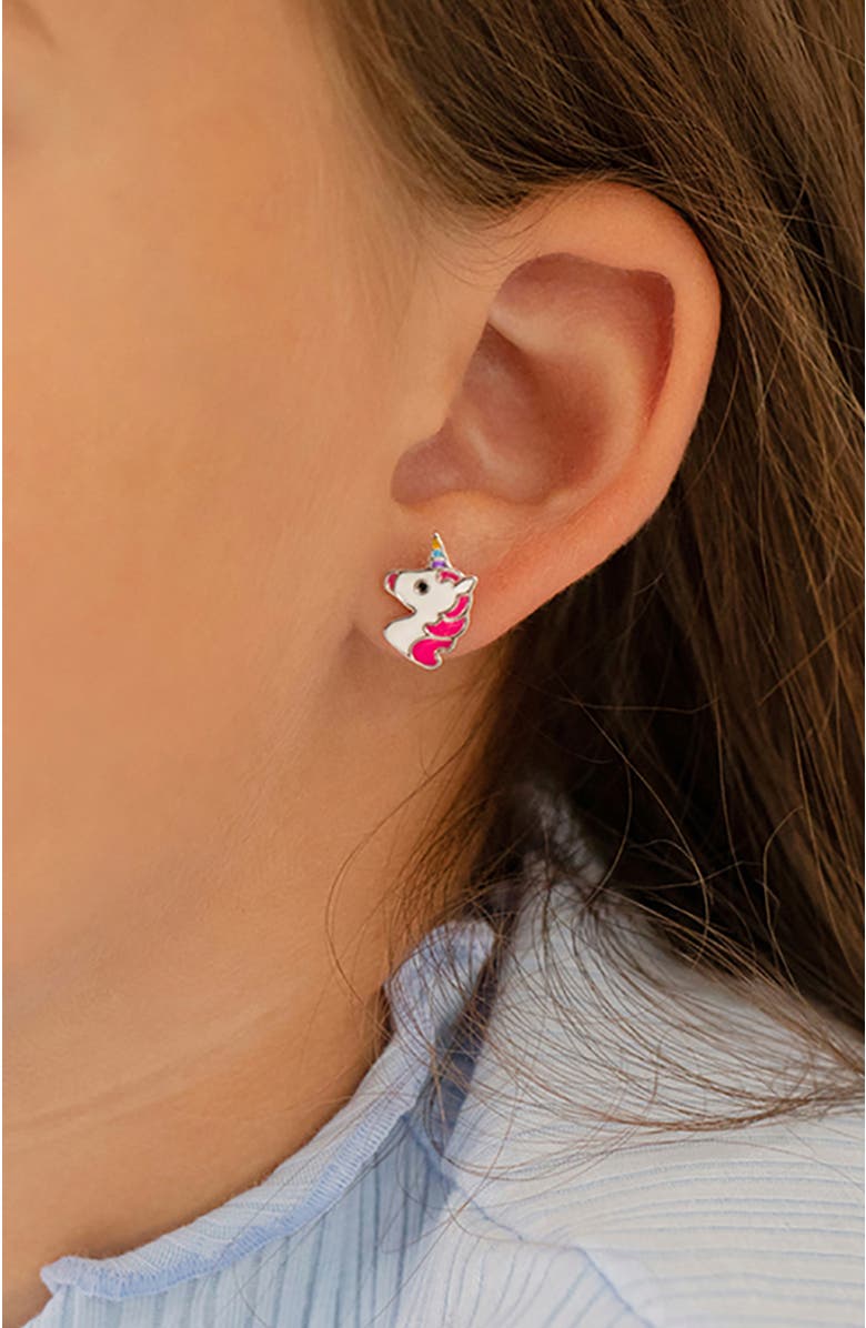 In Season Jewelry Rainbow Unicorn Earrings, Alternate, color, Pink