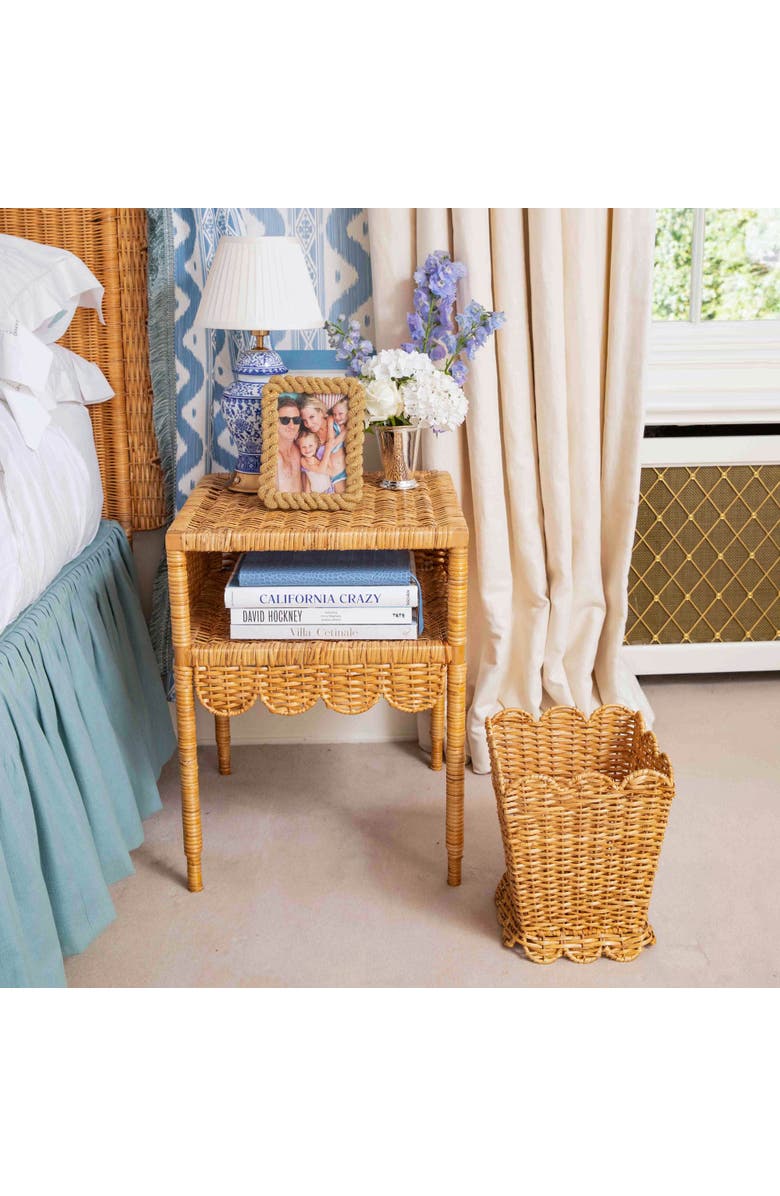 Mrs. Alice Scalloped Rattan Waste Paper Bin, Alternate, color, Natural