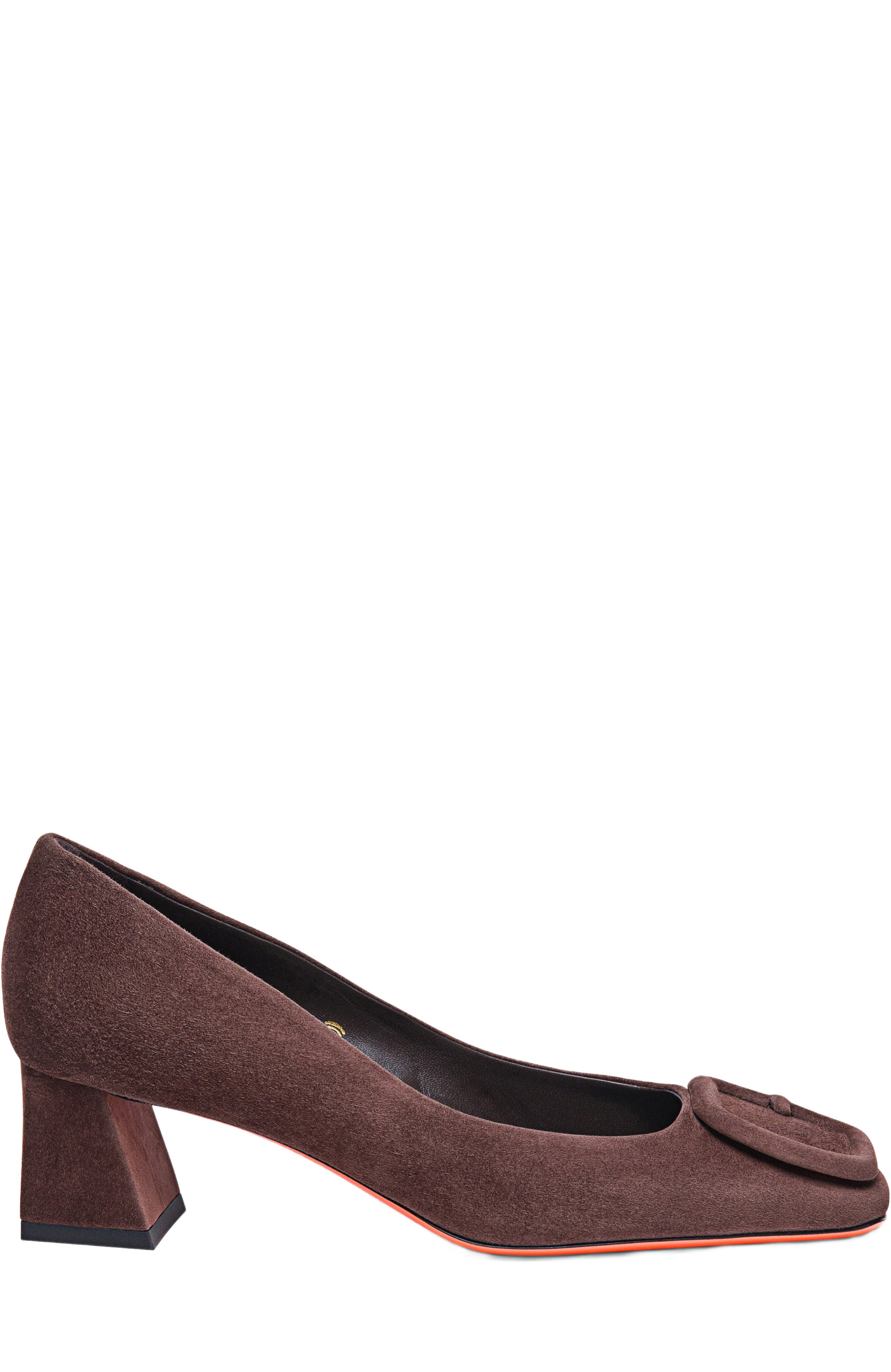 Santoni Suede low-heel pump, Main, color, Brown