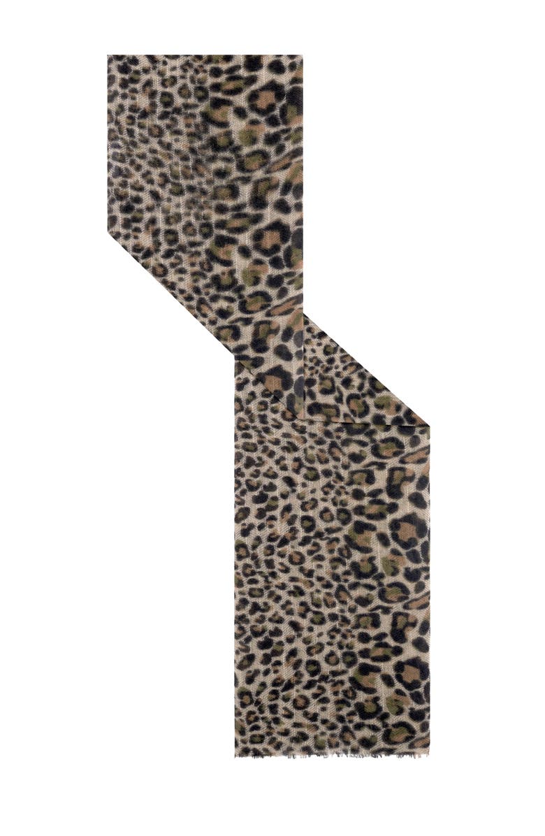 GERARD DAREL Rosalie Leopard Pattern Scarf, Alternate, color, Straw
