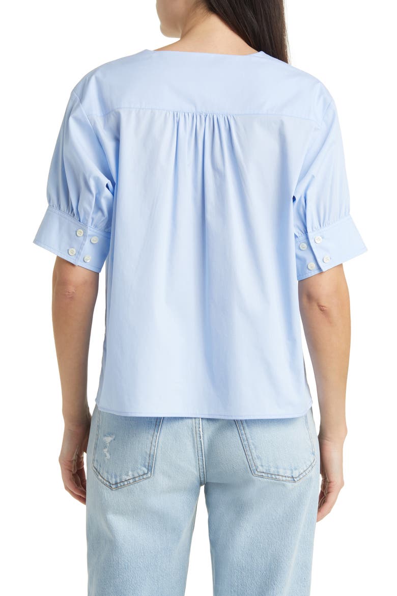 Organic Cotton Split Neck Popover Top, Alternate, color, OXFORD BLUE