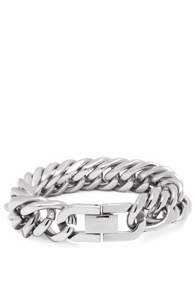 Chunky Cuban Chain Bracelet, Main, color, Silver