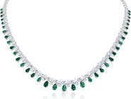 CZ by Kenneth Jay Lane Cubic Zirconia Teardrop Fringe Necklace
