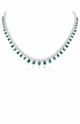 Cubic Zirconia Teardrop Fringe Necklace