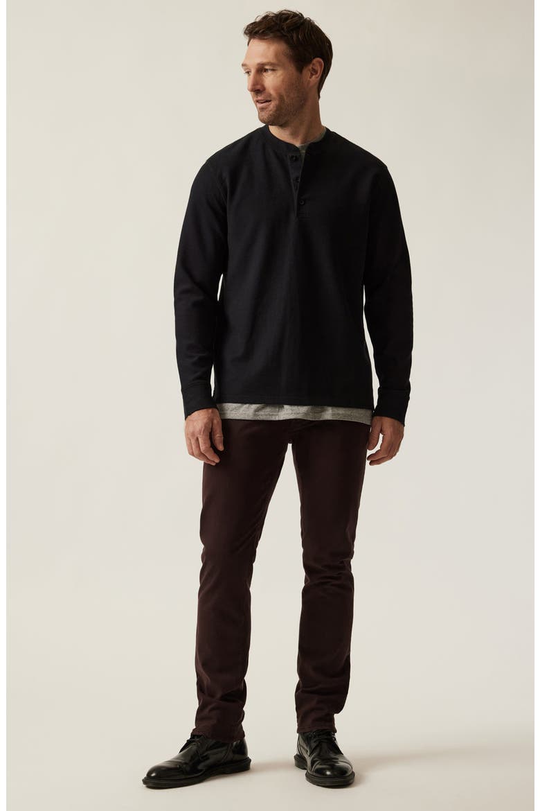 Long Sleeve Pima Cotton Blend Henley, Alternate, color, BLACK