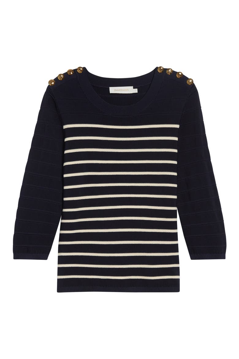 Kindred Spirit Luna Stripe Sweater, Alternate, color, NAVY/ CREAM