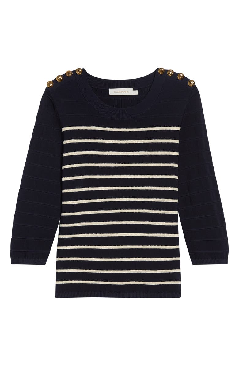 Zimmermann Kindred Spirit Luna Stripe Sweater, Alternate, color, Navy/ Cream