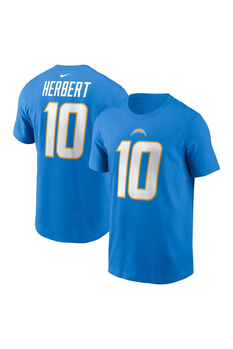 Men's Nike Justin Herbert Powder Blue Los Angeles Chargers Player Name & Number T-Shirt, Main, color, Powder Blue