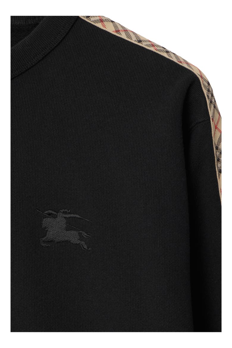 Check Trim Cotton Sweatshirt, Alternate, color, Black