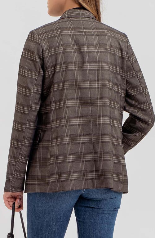 Blu Pepper Plaid Double Breasted Blazer In Charcoal