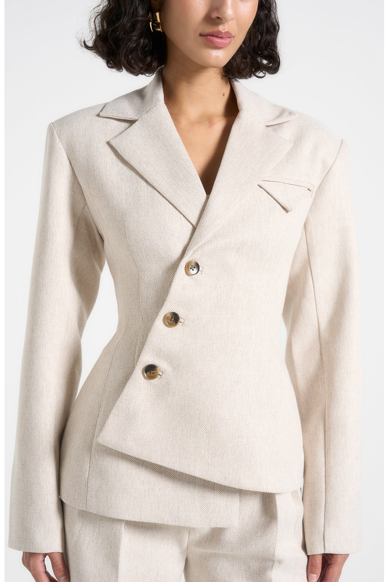 Thalia Tailored Asymmetric Double Breasted Blazer, Alternate, color, Light Beige