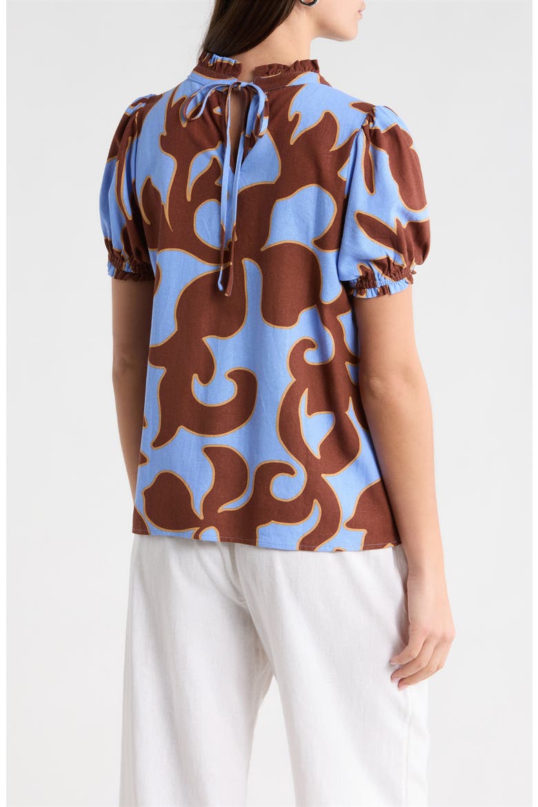 Briley Abstract Elary Puff Sleeve Top, Alternate, color, BROWN-BLUE