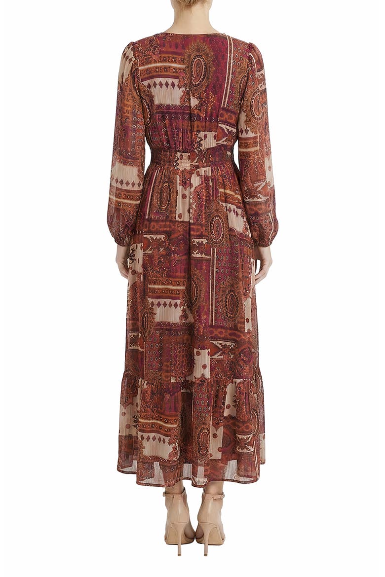 Long Sleeve Maxi Dress, Alternate, color, TAN/ RED