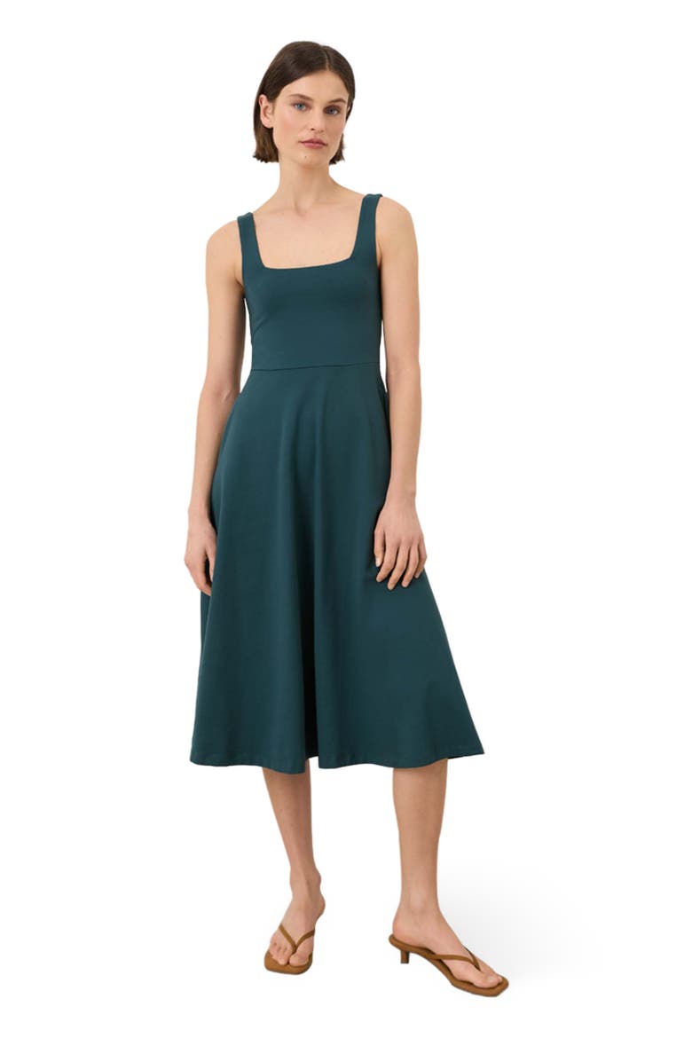 Fit & Flare Square Neck Dress Made With Organic Cotton, Main, color, Deep Aqua