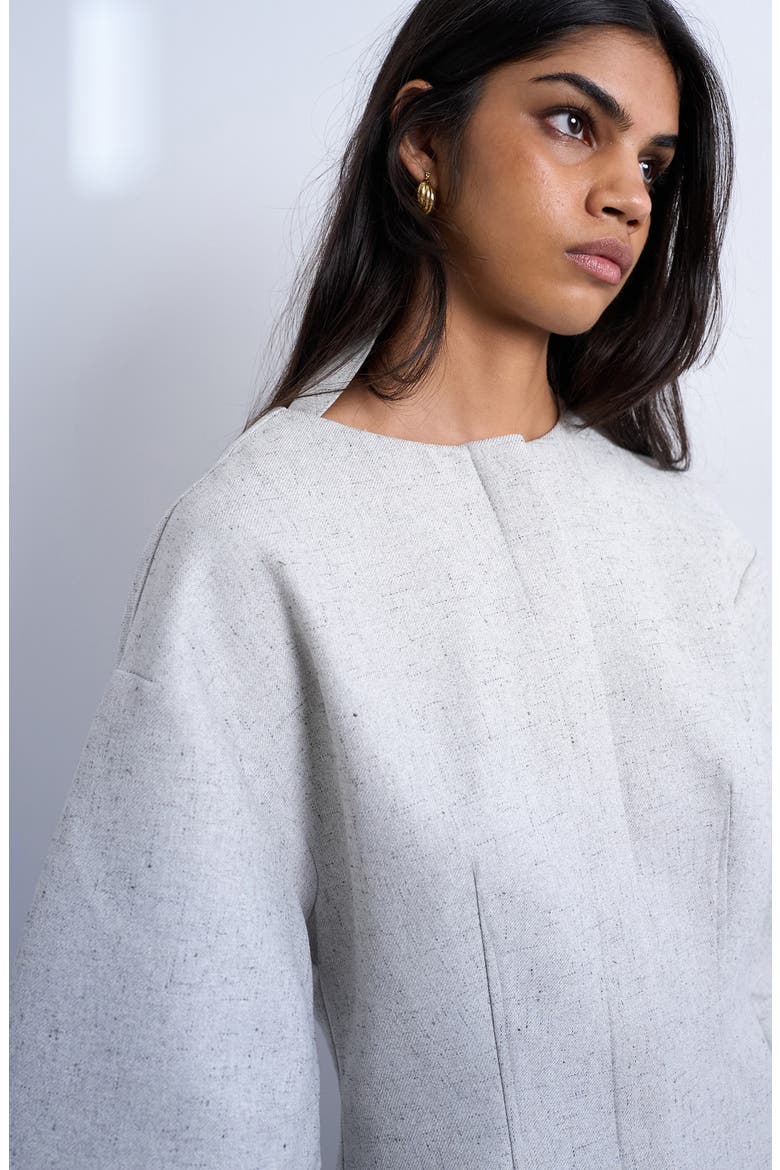 Structured Cocoon Long Sleeve Minidress, Alternate, color, GREY