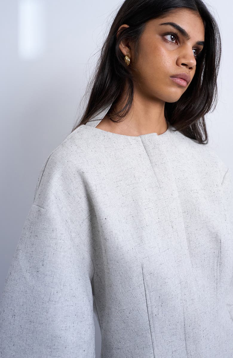 Topshop Structured Cocoon Long Sleeve Minidress, Alternate, color, Grey