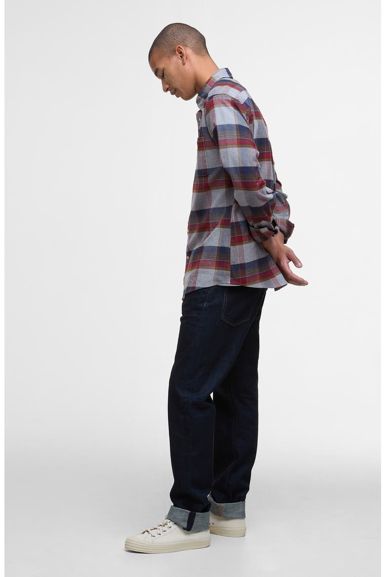 Portdown Tailored Fit Plaid Button-Down Shirt, Alternate, color, LIGHT GREY MARL
