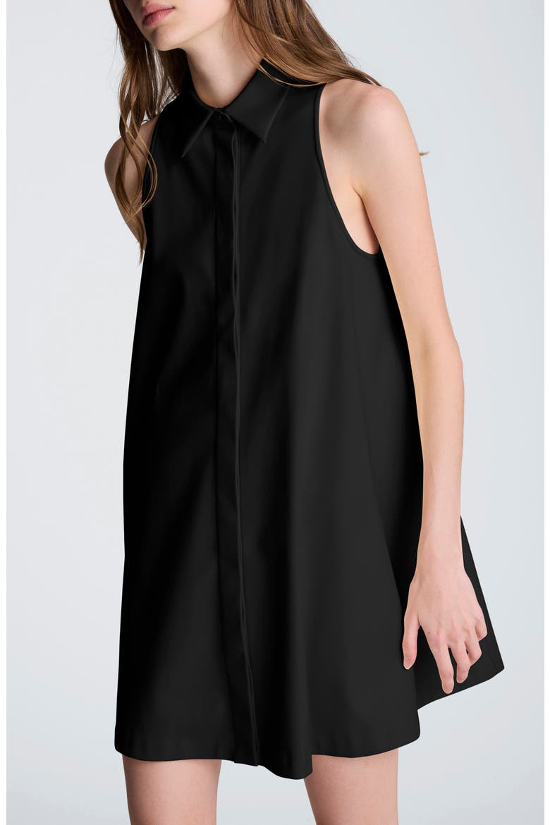 Sleeveless Faux Leather Trapeze Minidress, Alternate, color, BLACK