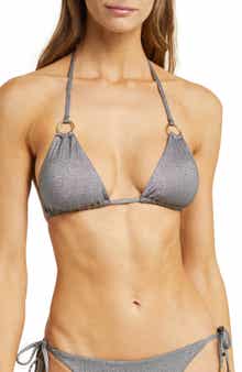 Vitamin A® Cosmo Ring Detail Metallic Triangle Bikini Top