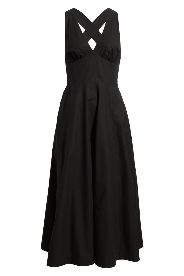 Rosetta Cotton Midi Dress, Alternate, color, BLACK