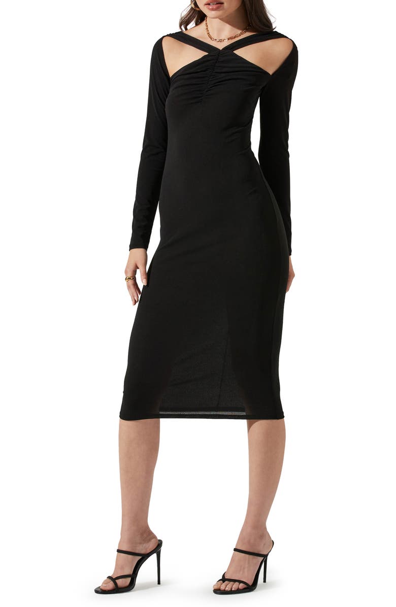 ASTR the Label Cutout Detail Long Sleeve Body-Con Dress, Main, color, 
