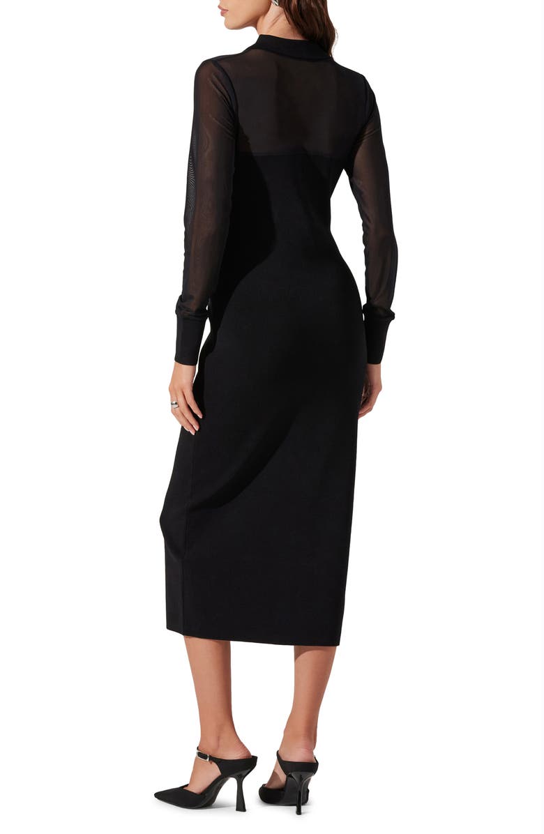 ASTR the Label Mesh Yoke Long Sleeve Shirtdress, Alternate, color, Black