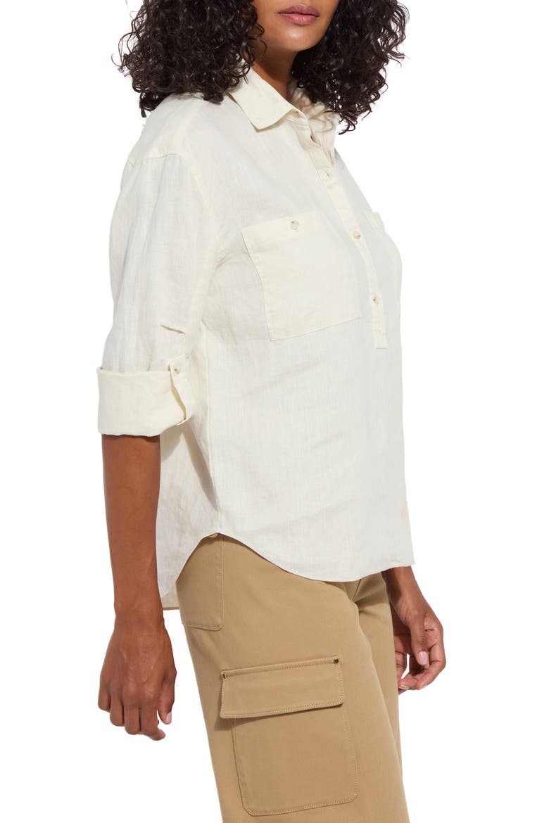 Rose Roll Tab Linen Utility Shirt, Alternate, color, ECRU