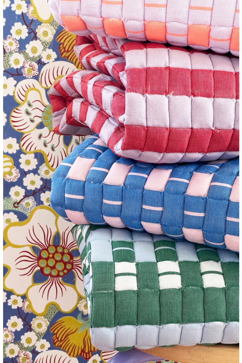 Quilted Sujani Striped Throw Blanket, Alternate, color, Red