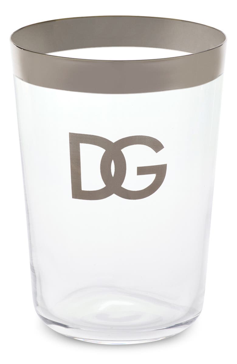 Dolce&Gabbana DG Logo Set Of 2 Soft Drinks Glasses, Alternate, color, Trasp/ Silver