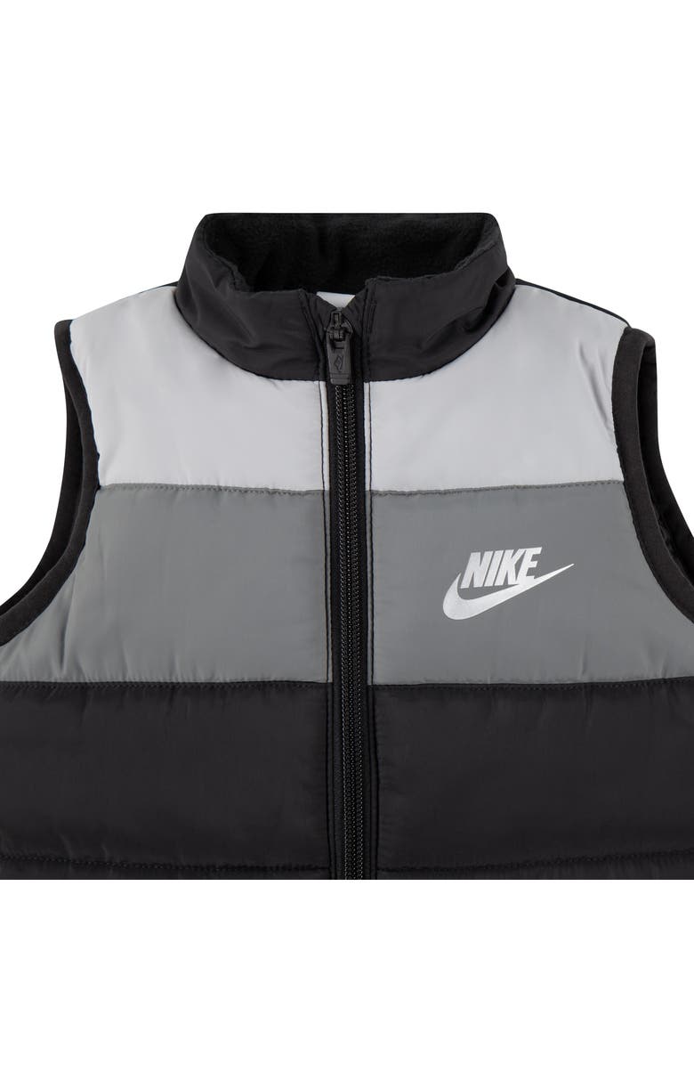 Nike Kids' Colorblock Puffer Vest, Logo T-Shirt & Fleece Joggers Set, Alternate, color, Black