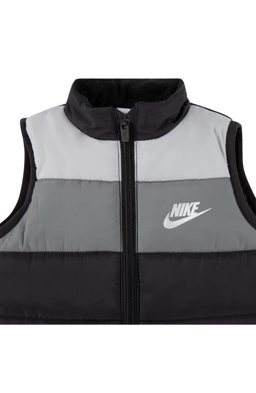 Nike Kids' Colorblock Puffer Vest, Logo T-shirt & Fleece Joggers Set In Black