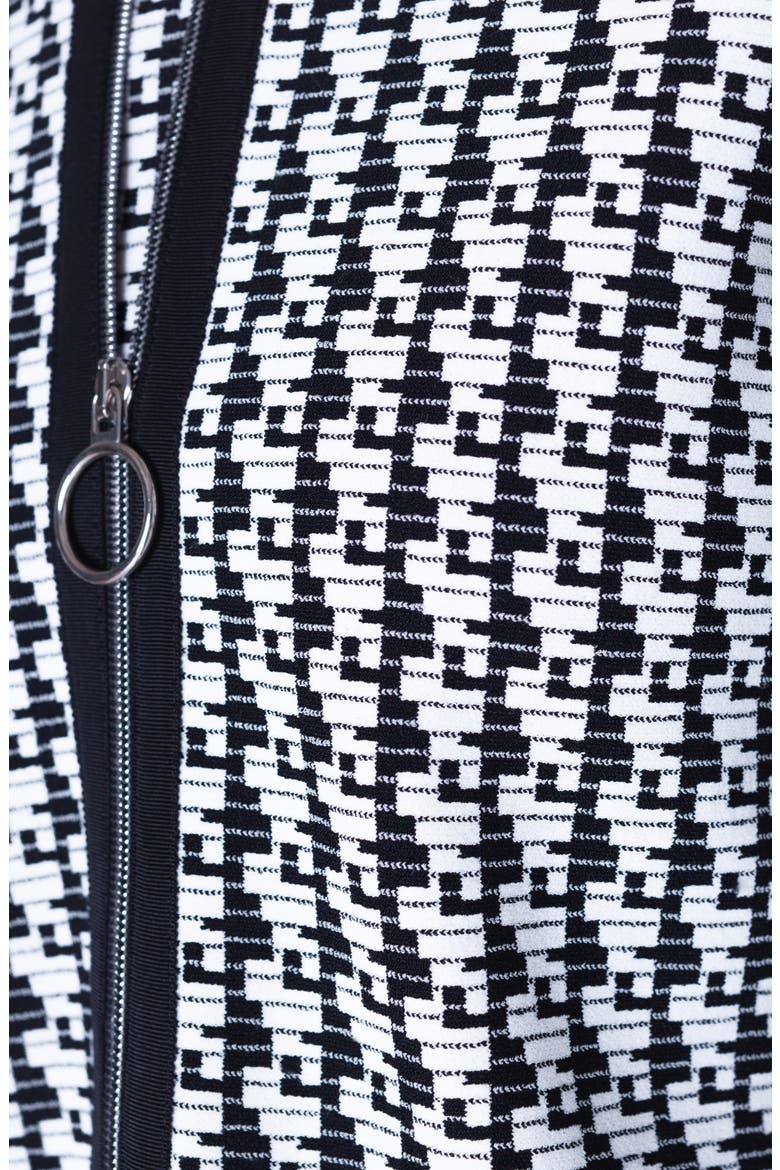 Soundboard Pattern Crop Cardigan, Alternate, color, BLACK/ CREAM