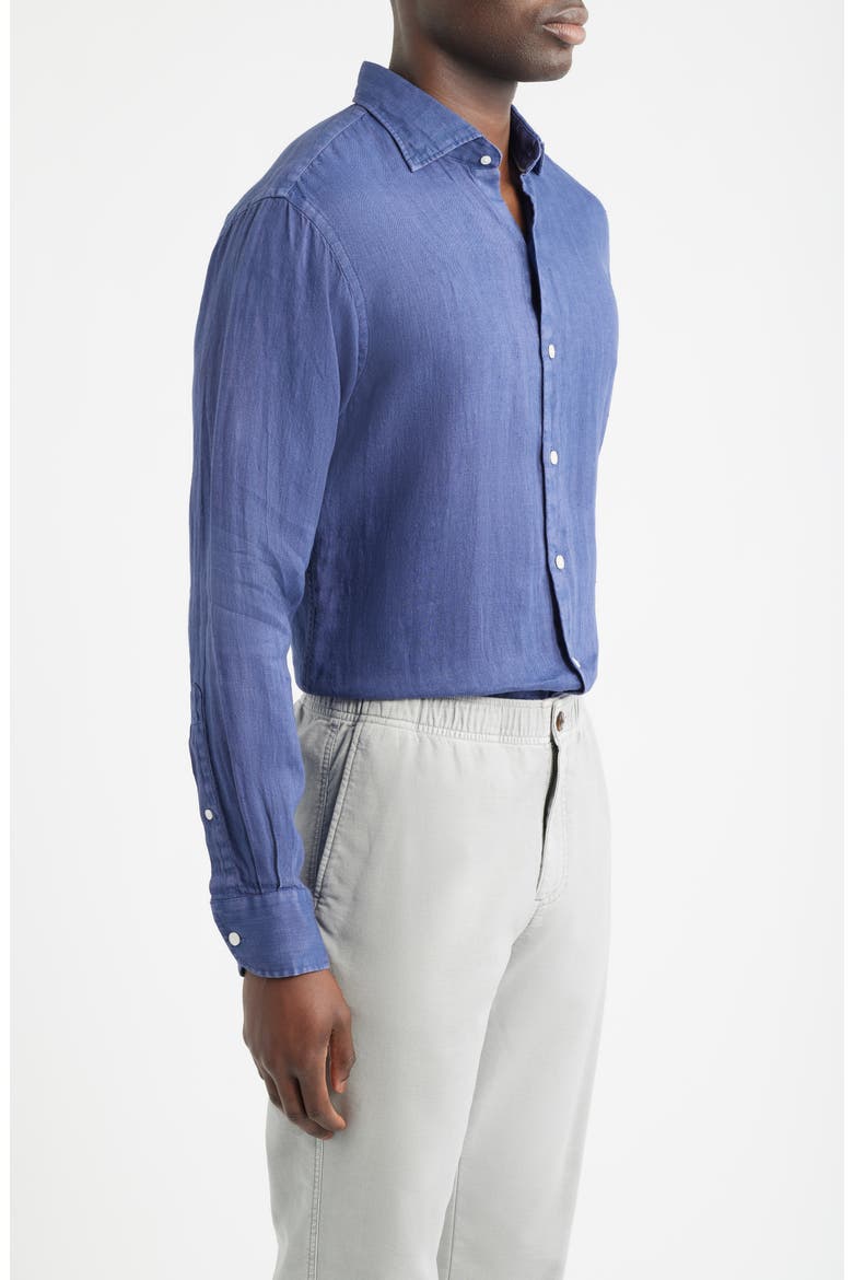 Shoreside Linen Button-Up Shirt, Alternate, color, SPORT NAVY