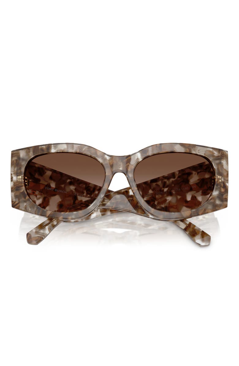 Tory Burch Kira 56mm Rectangular Sunglasses, Alternate, color, Clear & Brown Tort / Brown Gradient